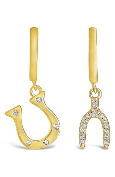 Sterling Forever Kiara Mismatched Micro Hoop Earrings In Gold-tone