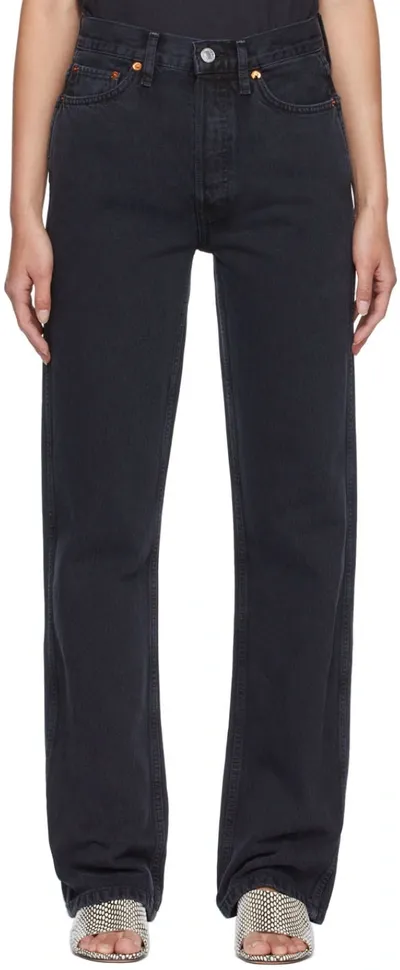 Re/done 1893whrac High Rise Ankle Crop Jeans In Black