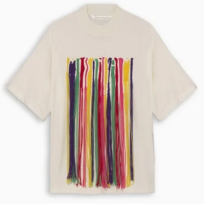 Palm Angels Off White Knitted-logo Oversized T-shirt