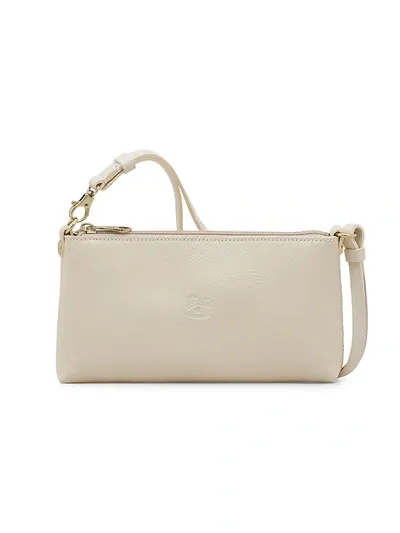 Il Bisonte Mini Zip Leather Crossbody Bag In Ivory