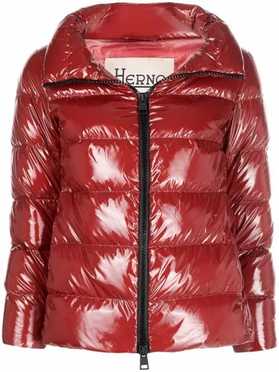 Herno Burgundy Nylon Down Jacket