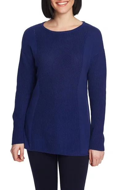 Chaus Mixed Gauge Pullover Sweater In Parisian Sky