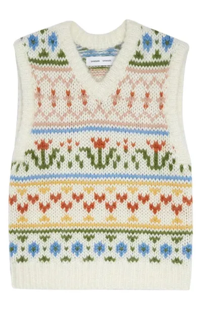 Samsã¸e Samsã¸e Simones Argyle Intarsia-knit Vest In White