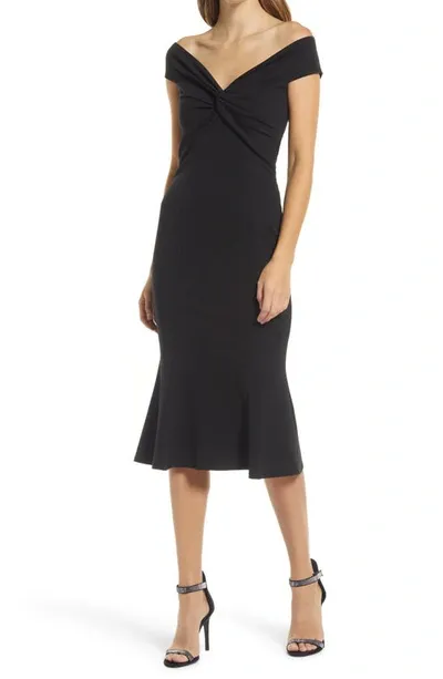 Katie May Edgy Asymmetrical One-shoulder Gown In Black