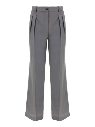 Loulou Studio Sbiru Wool Straight-leg Pants In Grey