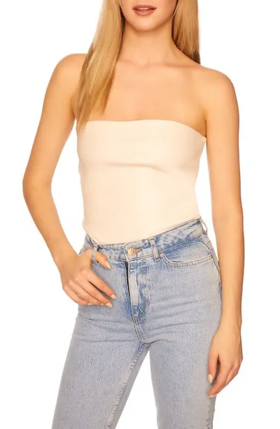 Susana Monaco Faux Leather Tube Top In Blanched Almond