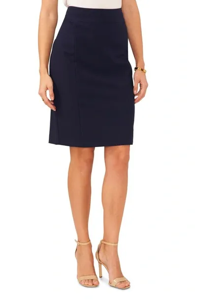 Chaus High/low Ponte Knit Skirt In Night Navy