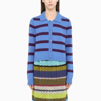 Baum Und Pferdgarten Purple And Blue Striped Short Cardigan Pullover