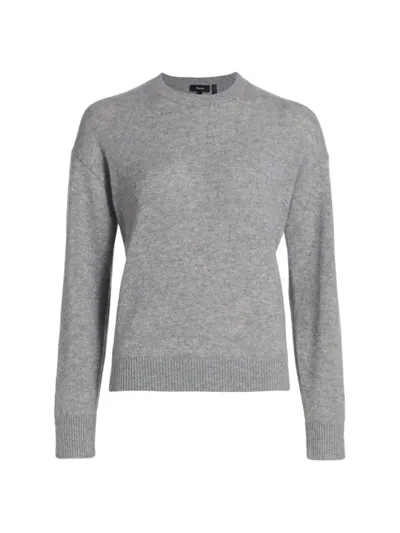 Theory Easy Cashmere Sweater In Husky Pale Grey