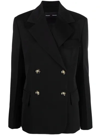 Proenza Schouler Double Breasted Virgin Wool Blazer In Black