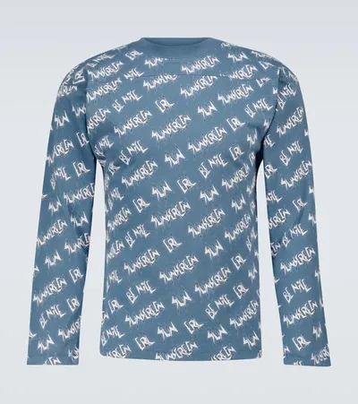 Erl Graphic-print Long-sleeve T-shirt In Blue