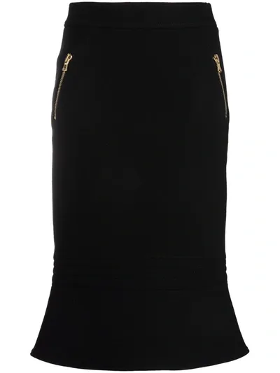 Moschino Couture Biker Wool Crepe Skirt In Black