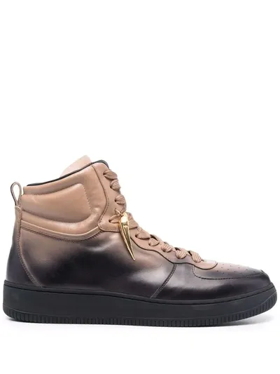 Roberto Cavalli High-top Lace-up Sneakers In Nude