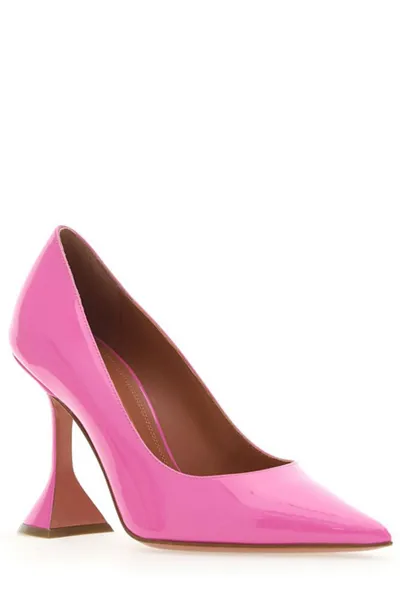 Amina Muaddi 95mm Ami Patent Leather Pumps In Pink