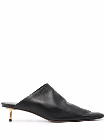 Nanushka Elongated Square Toe 50mm Mules In Black