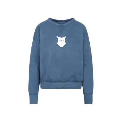 Maison Margiela Owl-print Long-sleeved Sweatshirt In Navy