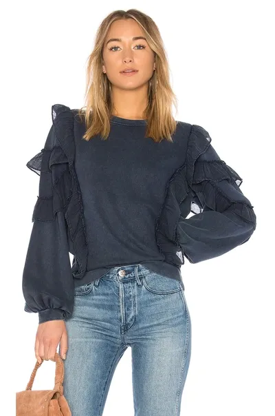 Tularosa Cat Ruffle Sweater In Deep Navy