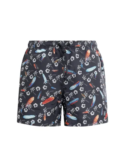 Marcelo Burlon County Of Milan Marcelo Burlon Hawaii Swimming Trunks In Black