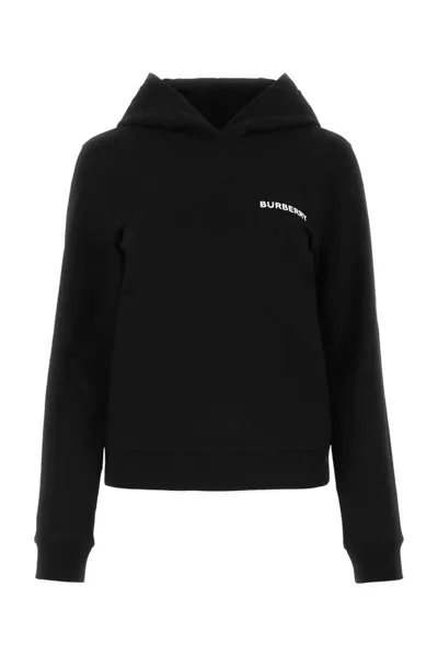 Burberry Deer Embroidery Drawstring Hoodie In Black