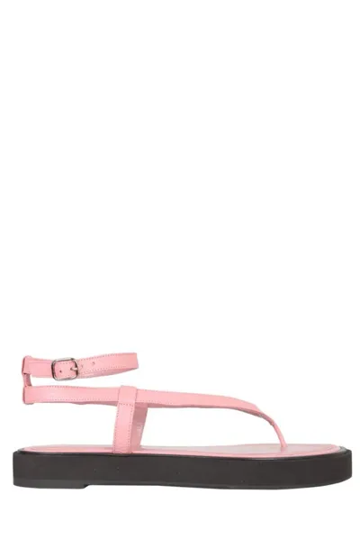 By Far Cece Grained-leather Sandals In Pink