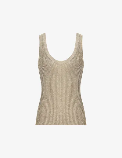 Reiss Imogen Metallic-thread Knitted Top In Gold