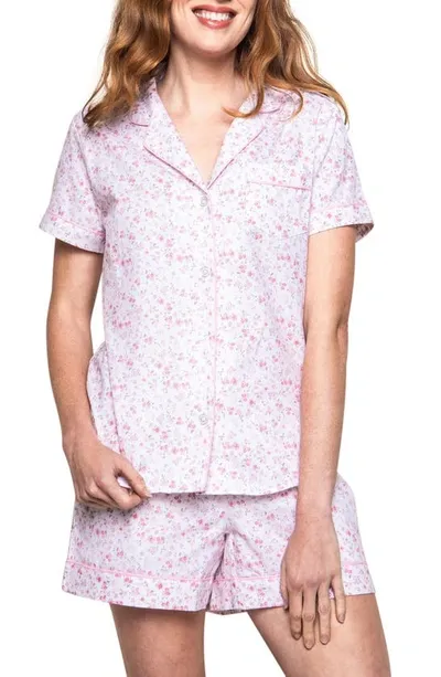 Petite Plume Floral Short Cotton Pajamas In White