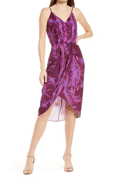 Chelsea28 Sleeveless Faux Wrap Dress In Violet Ultra Oil