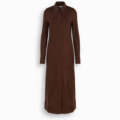 Jil Sander Dark Brown Buttoned Long Dress