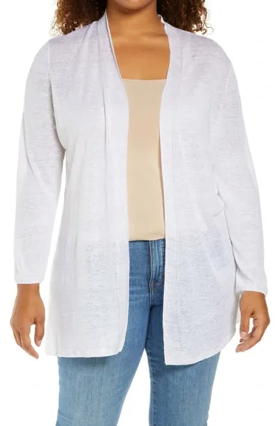 Nic + Zoe Lightweight Long Boc Cardigan In Paper White