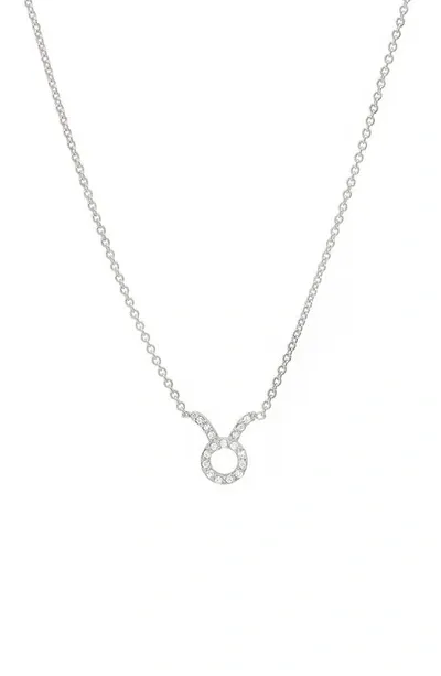 Bychari Diamond Zodiac Pendant Necklace In 14k White Gold - Taurus