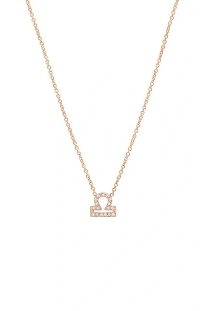 Bychari Diamond Zodiac Pendant Necklace In 14k Rose Gold - Libra