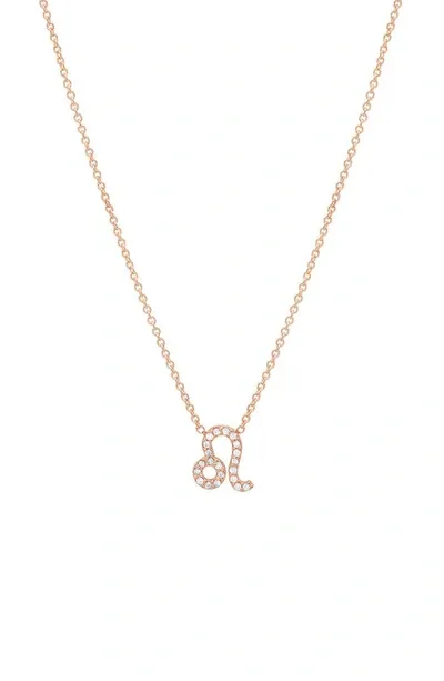 Bychari Diamond Zodiac Pendant Necklace In 14k Rose Gold - Leo