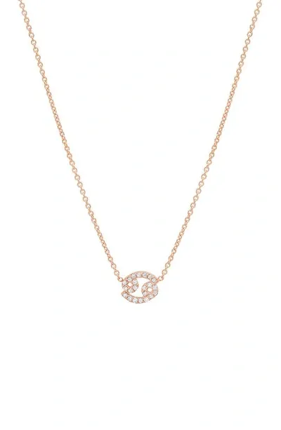 Bychari Diamond Zodiac Pendant Necklace In 14k Rose Gold - Cancer