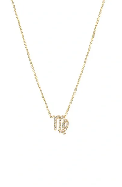 Bychari Diamond Zodiac Pendant Necklace In 14k Yellow Gold - Virgo