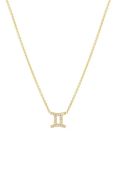 Bychari Diamond Zodiac Pendant Necklace In 14k Yellow Gold - Gemini