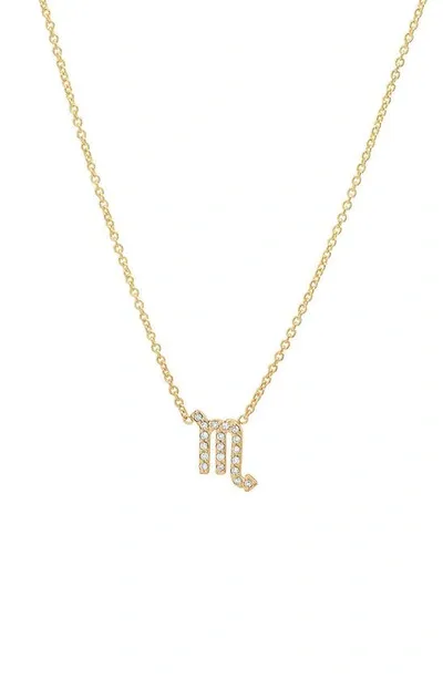 Bychari Diamond Zodiac Pendant Necklace In 14k Yellow Gold - Scorpio