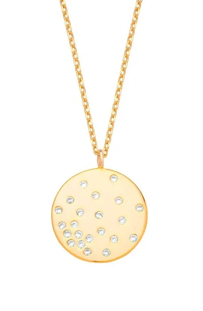 Estella Bartlett Crystal Studded Disc Pendant Necklace In Gold