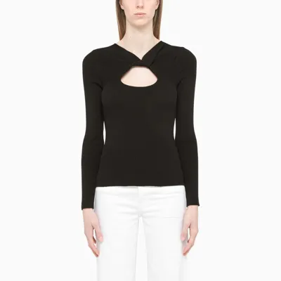 Samsã¸e Samsã¸e Everly Twist Front Cutout Organic Cotton Blend Sweater In Black