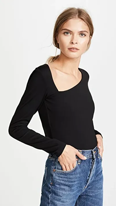 Susana Monaco Laurene Diagonal Neck Top In Black