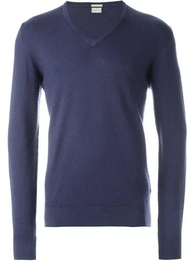 Massimo Alba Kaschmirpullover Mit V-ausschnitt In Blue