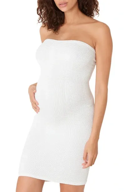 Cache Coeur Strapless Beach Maternity Dress In White