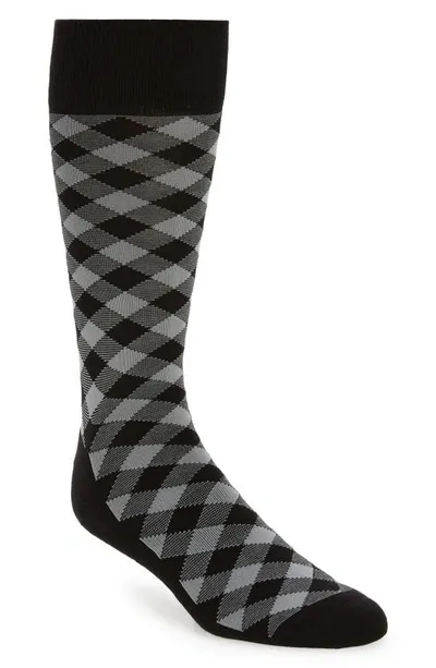 Nordstrom Cushion Foot Dress Socks In Black- Grey Check