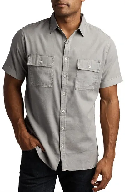 Rowan Warwick Heritage Twill Short Sleeve Button-up Shirt In Concrete