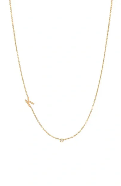 Bychari Asymmetric Initial & Diamond Pendant Necklace In 14k Yellow Gold