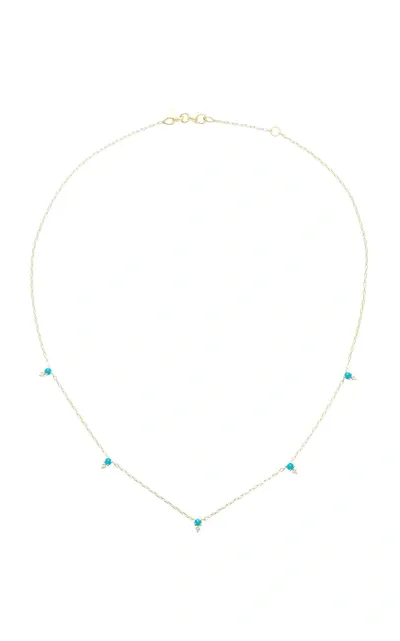 Ila Devere 14k Gold Turquoise And Diamond Necklace In Blue