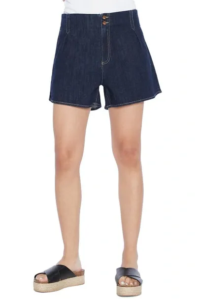 Wash Lab Denim Wash Lab Pleat Denim Shorts In Deep Indigo