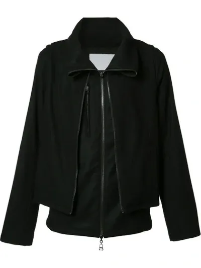 Private Stock Folded Neck Zipped Jacket In Black