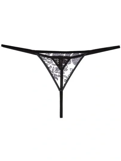 Belle Et Bon Bon Nymph Thong In Black ,metallic