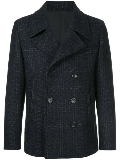 Cerruti 1881 Double Breasted Coat In Blue