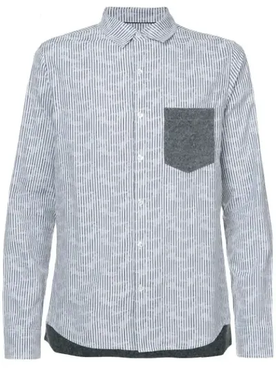 Private Stock Pinstripe Knit-paneled Shirt In White